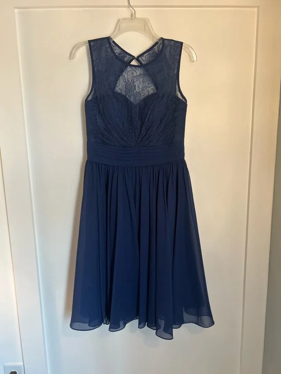 JJs House Navy Lace Bodice Midi Fit & Flare Dress Wedding Guest, Bridesmaid ,Mom - Picture 3 of 16